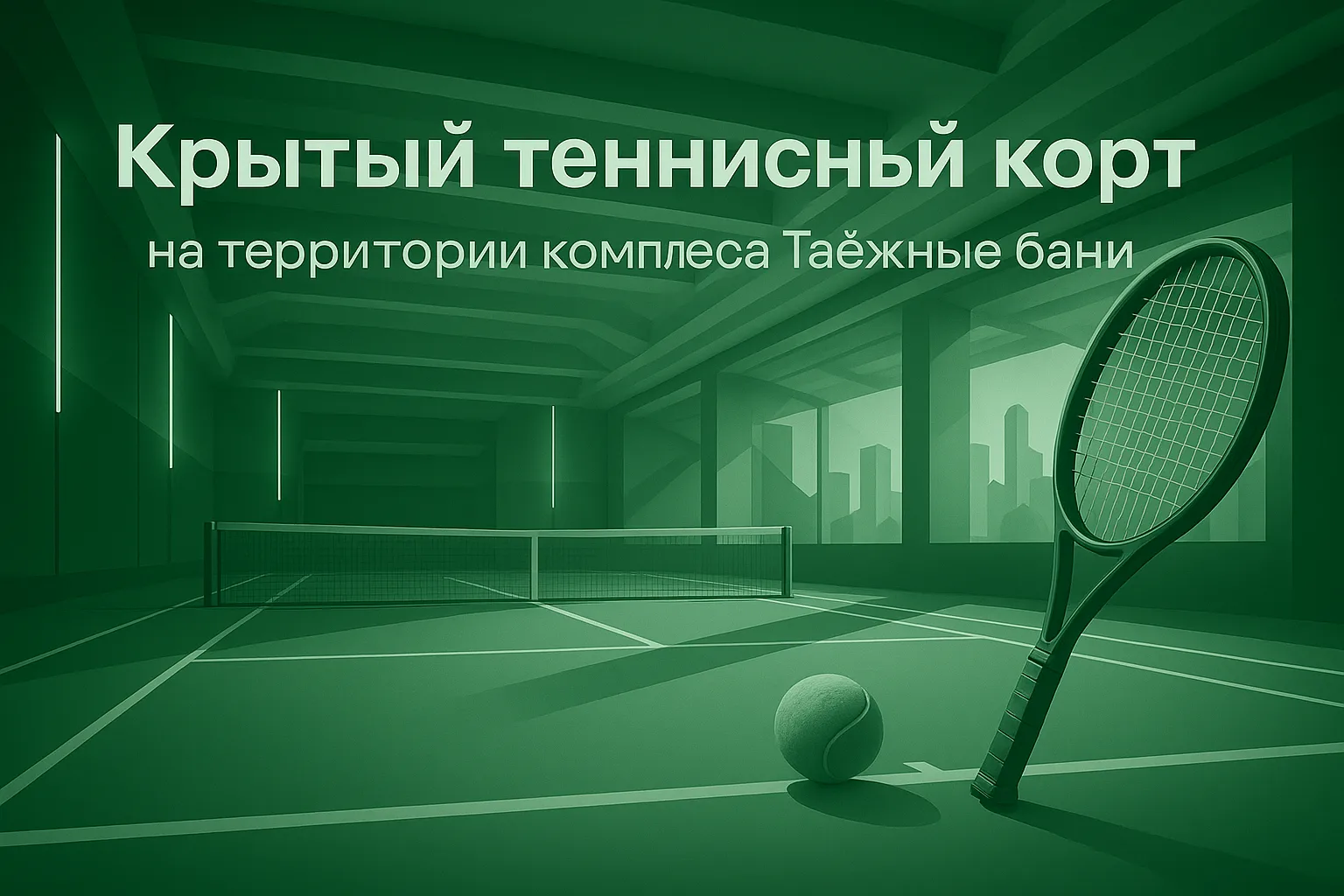 Крытый теннисный корт на территории комплекса Таёжные бани